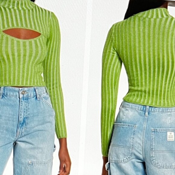 BDG Urban Outfitters cutout ribbed mock neck sweater in Green Size S - Picture 1 of 6